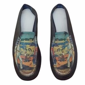 Vintage - Brown Leather‎ Italy Beach Scene Mules